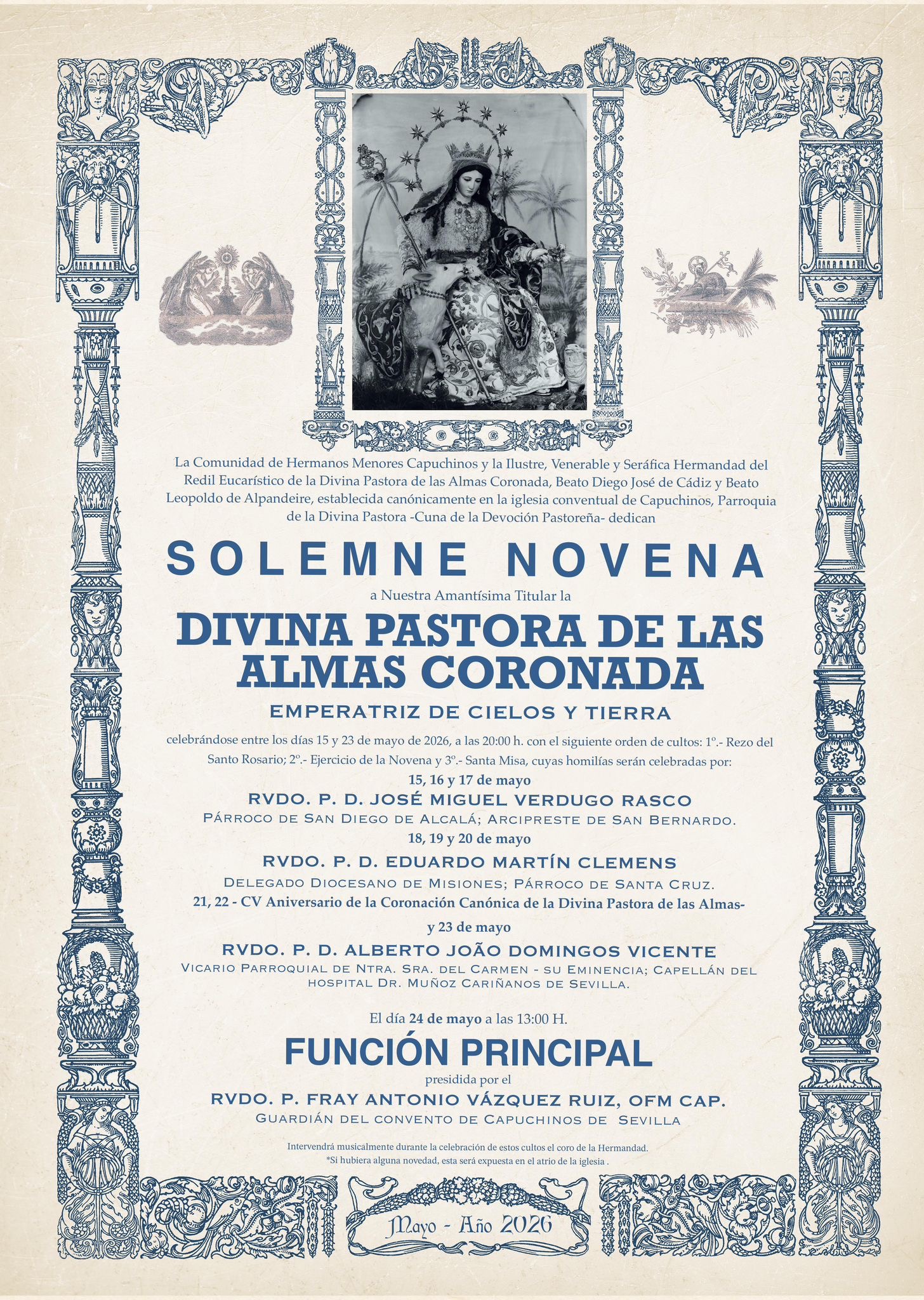 CULTOS | Solemne Novena en honor a la Divina Pastora de las Almas Coronada, Emperatriz de los Cielos