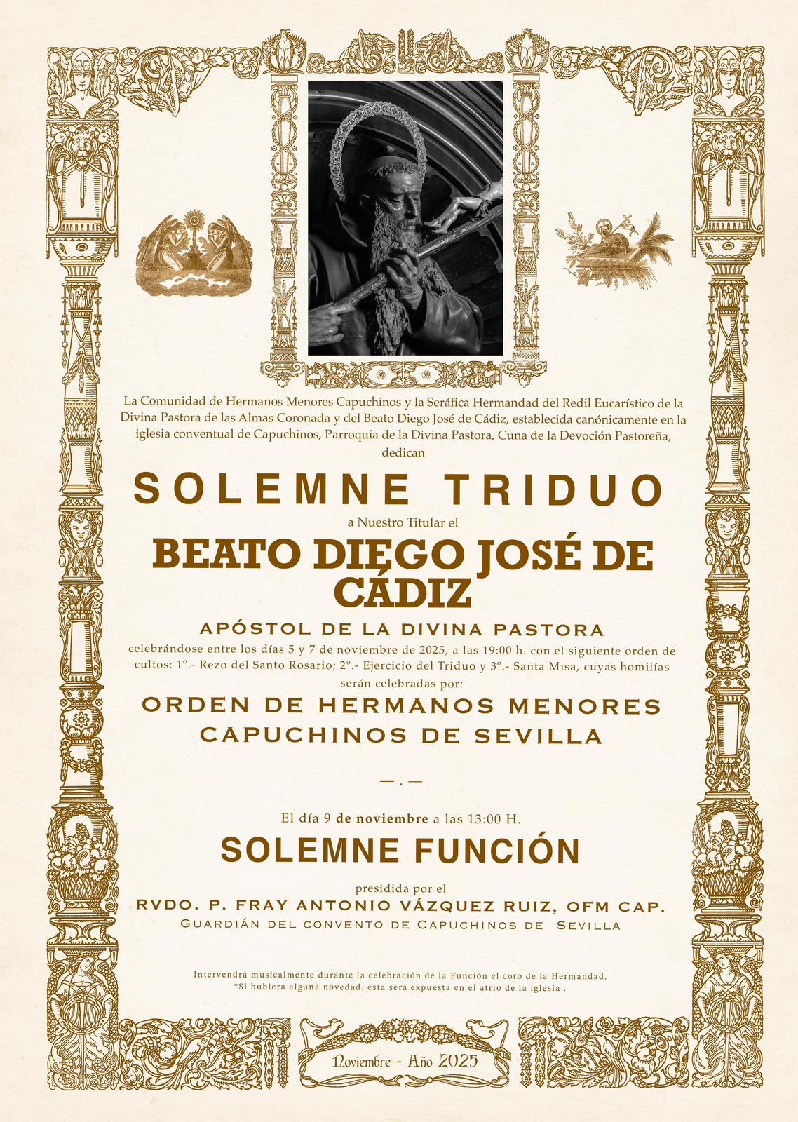 CULTOS | SOLEMNE TRIDUO AL BEATO DIEGO JOSÉ DE CÁDIZ.